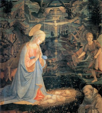  religious Oil Painting - the adoration of the infant jesus Filippo Lippi religious Christian